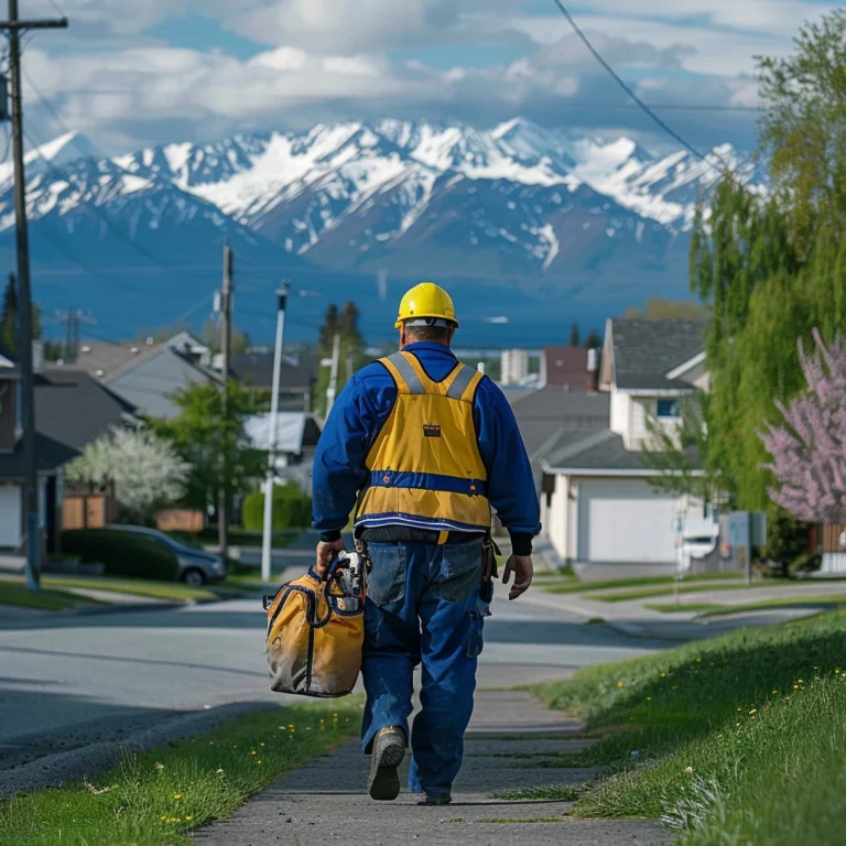 Anchorage Plumber walking down street